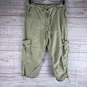 J Jill Outdoor Hiking Olive Green Cargo Cropped Pant Sz SP Adjustable Waist/Hem